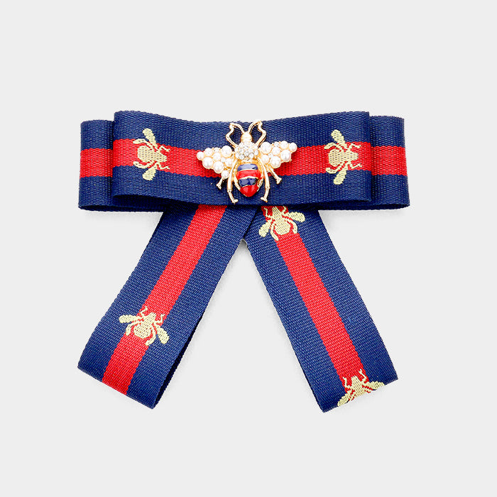 Grosgrain Honey Bee Ribbon Bow Brooch