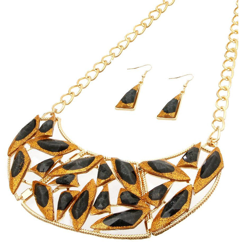 Spotted Stone Necklace & Earring Set