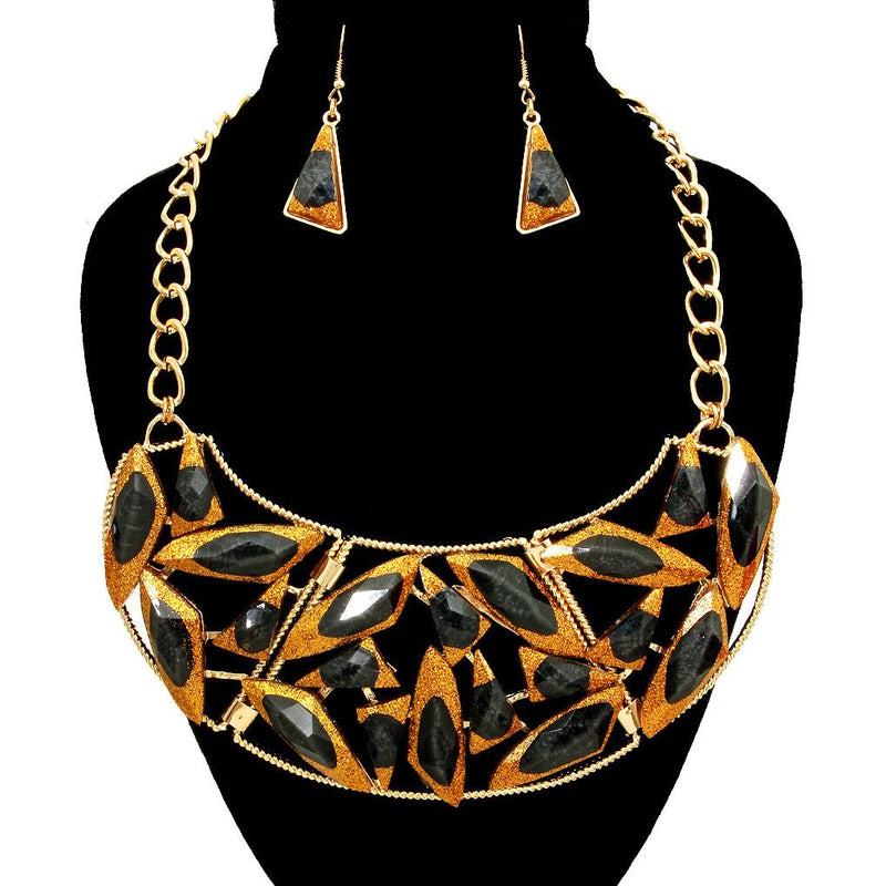 Spotted Stone Necklace & Earring Set
