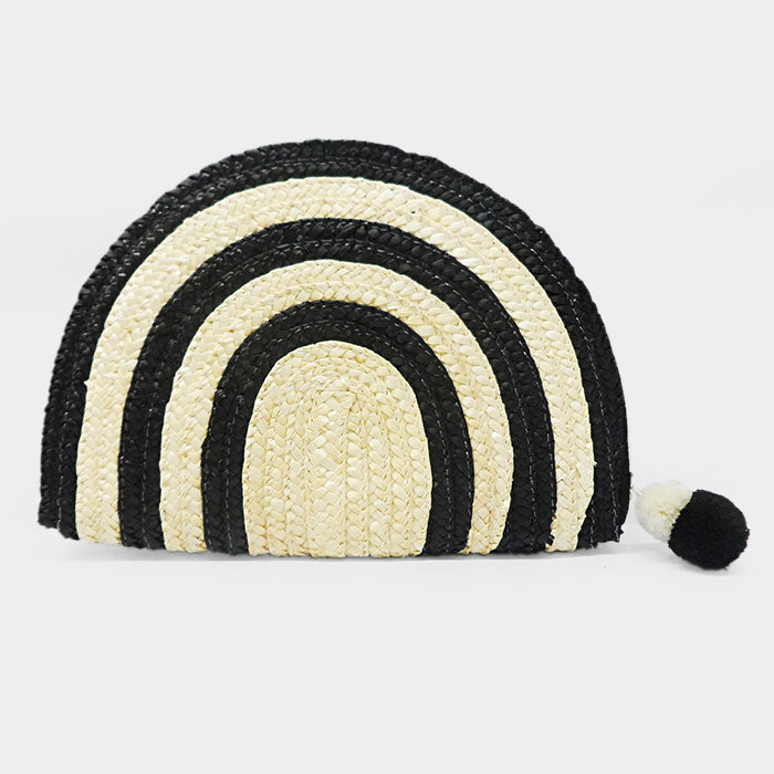 Straw Pom Pom Clutch
