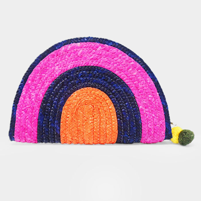 Straw Pom Pom Clutch