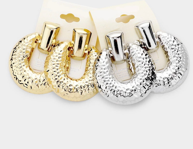 Textured Round Door Knockers Earrings (2 Pair)