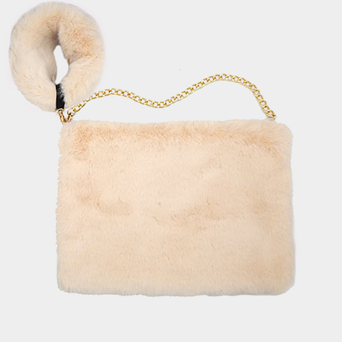 Fur Key Chain Crossbody Handbag