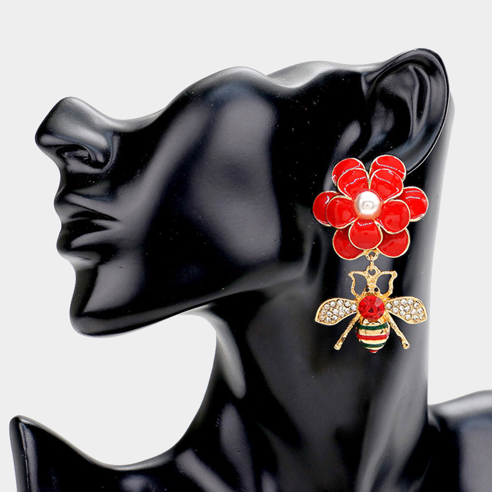 Bee Flower Earrings