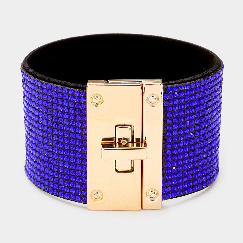 Rhinestone Lock Bracelet