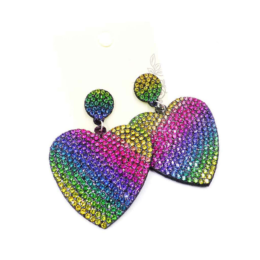 Rainbow Bling Heart Earrings (2 Pair)