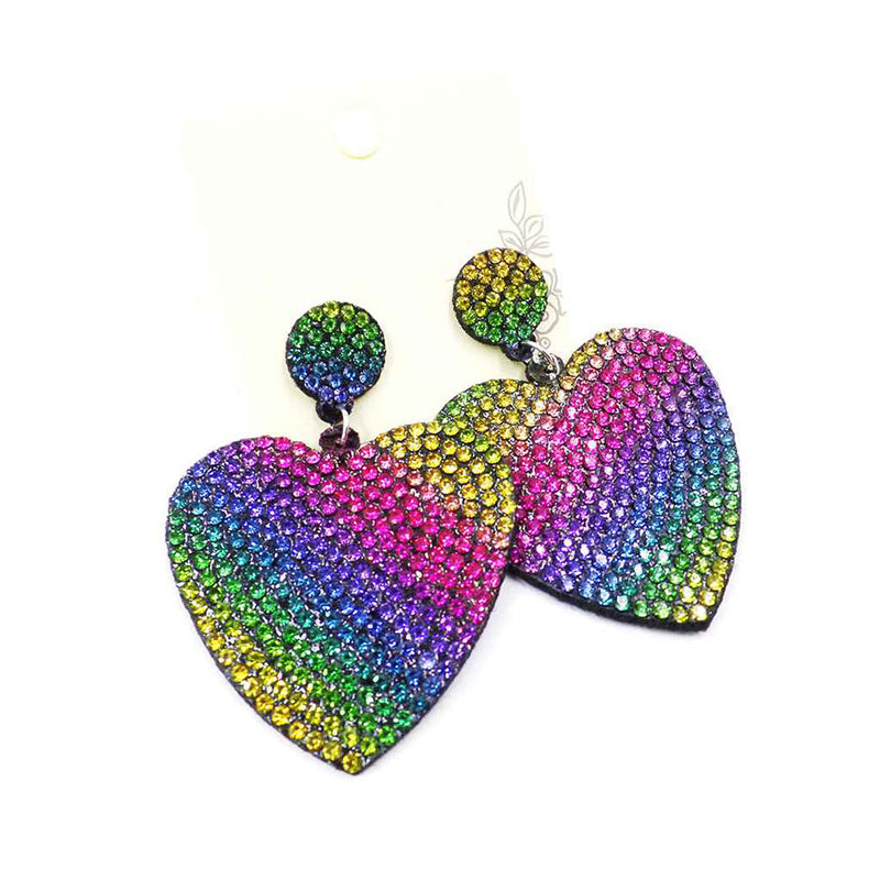 Rainbow Bling Heart Earrings (2 Pair)