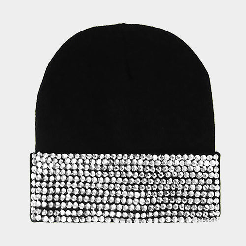 Embellished Rhinestone Beanie Hat