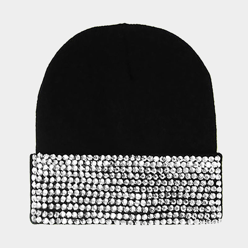Embellished Rhinestone Beanie Hat