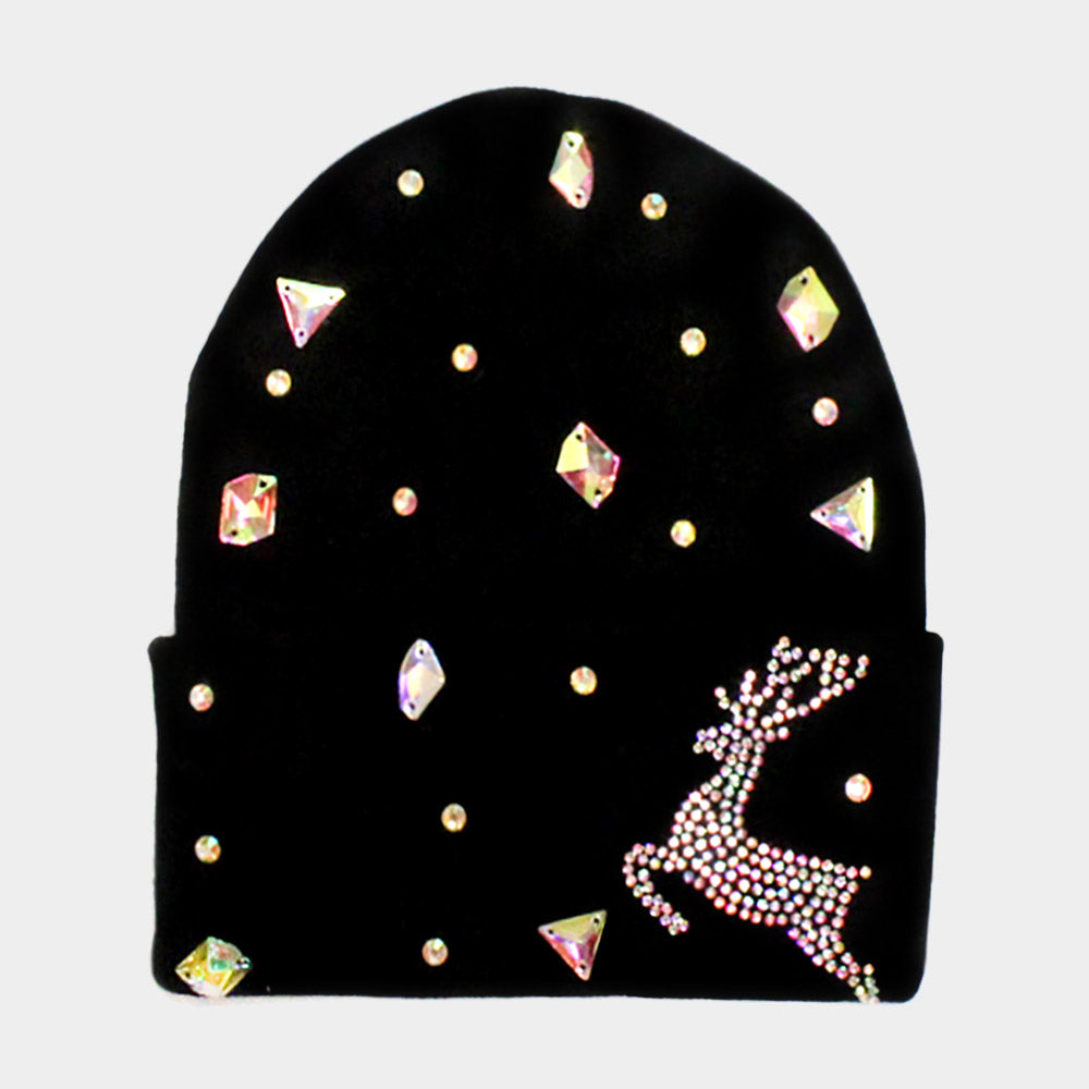 Reindeer Bling Beanie Hat