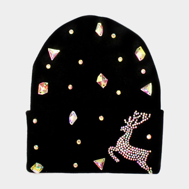 Reindeer Bling Beanie Hat