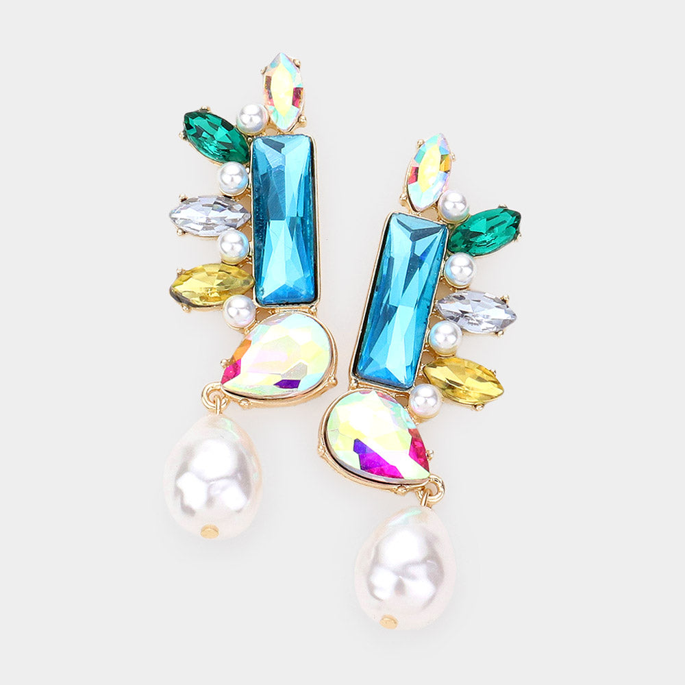 Teardrop Stone Cluster Earrings