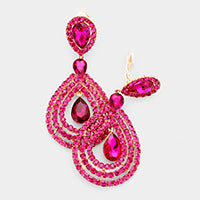 Crystal Reign Teardrop Earrings (Clip On)