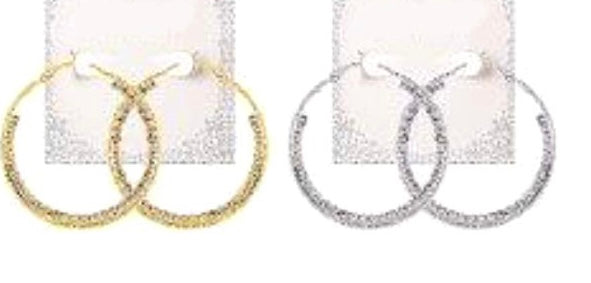 Rhinestone Embellished Hoop Earrings Set