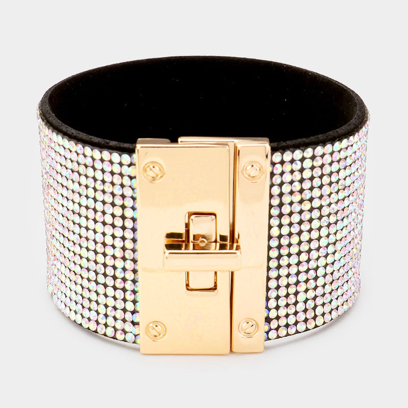 Rhinestone Lock Bracelet