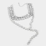 Y-Collar Crystal Choker Necklace Set