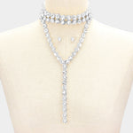 Y-Collar Crystal Choker Necklace Set