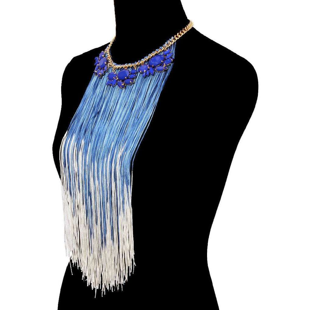 Floral Yarn Tassel Necklace & Earring Set