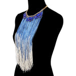 Floral Yarn Tassel Necklace & Earring Set