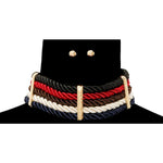Layered Cord Choker Necklace & Earring Set