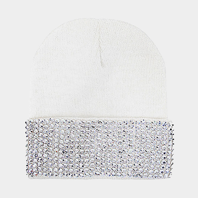 Embellished Rhinestone Beanie Hat