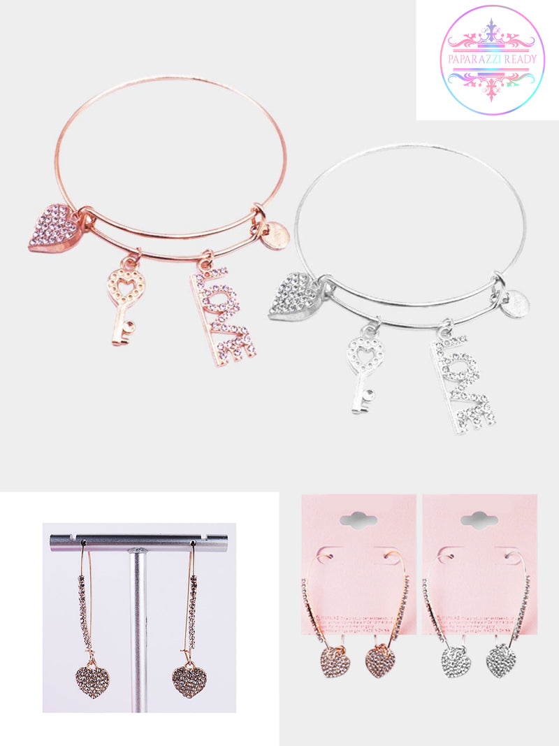 Heart Love Earring & Bracelet Set
