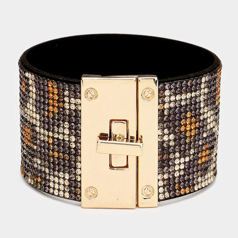 Rhinestone Lock Bracelet