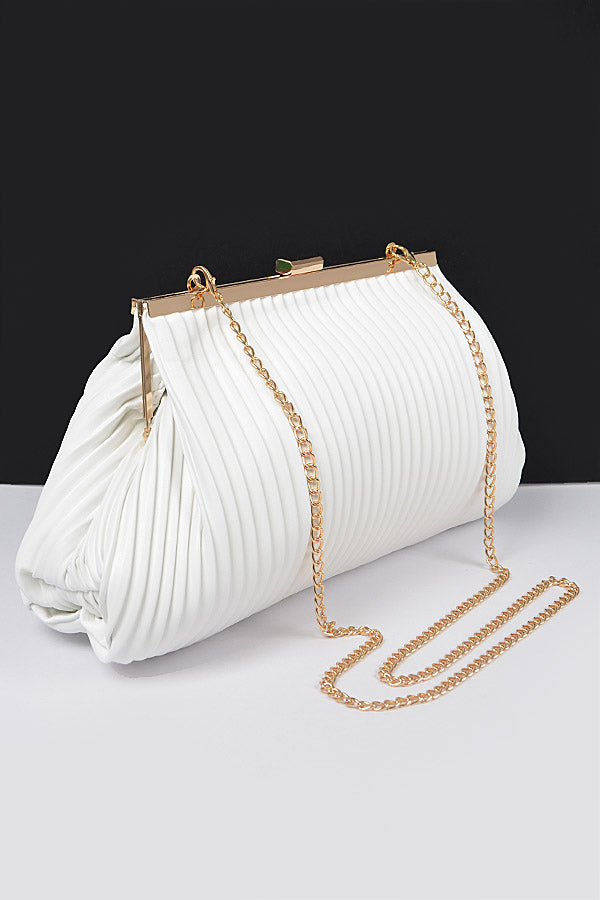 Pleated Faux Leather Clutch