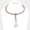 Double Pearl Rhinestone Necklace Set