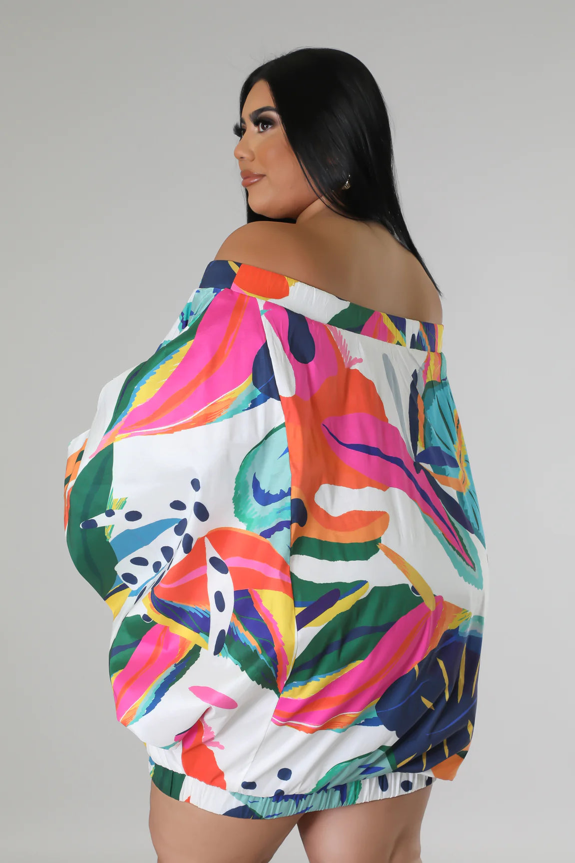 Tropical  Island Dress (White) Plus Size