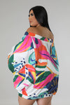 Tropical  Island Dress (White) Plus Size
