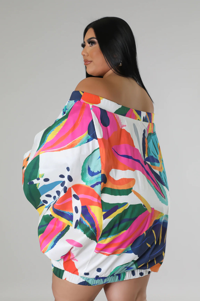 Tropical  Island Dress (White) Plus Size
