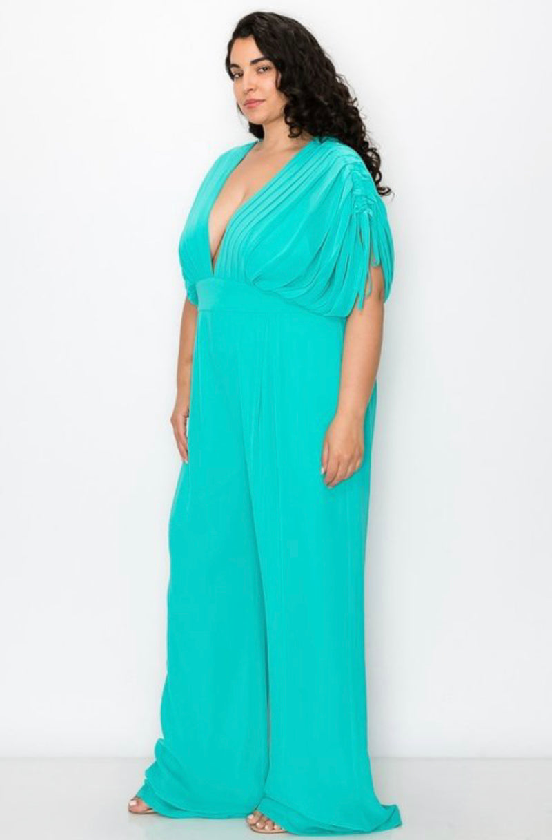 Blue Me Away Jumpsuit (Plus Size)