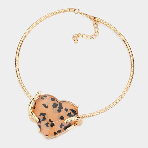 Leopard Heart Necklace Set