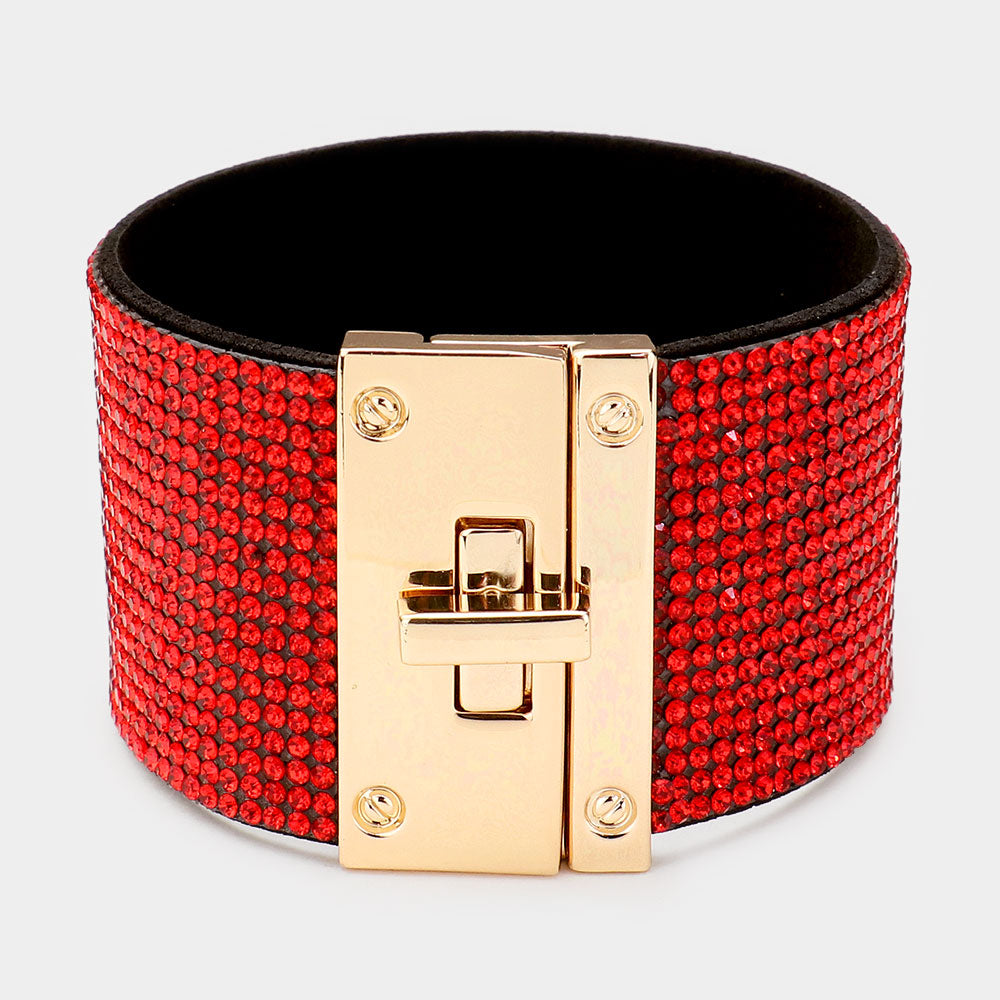 Rhinestone Lock Bracelet