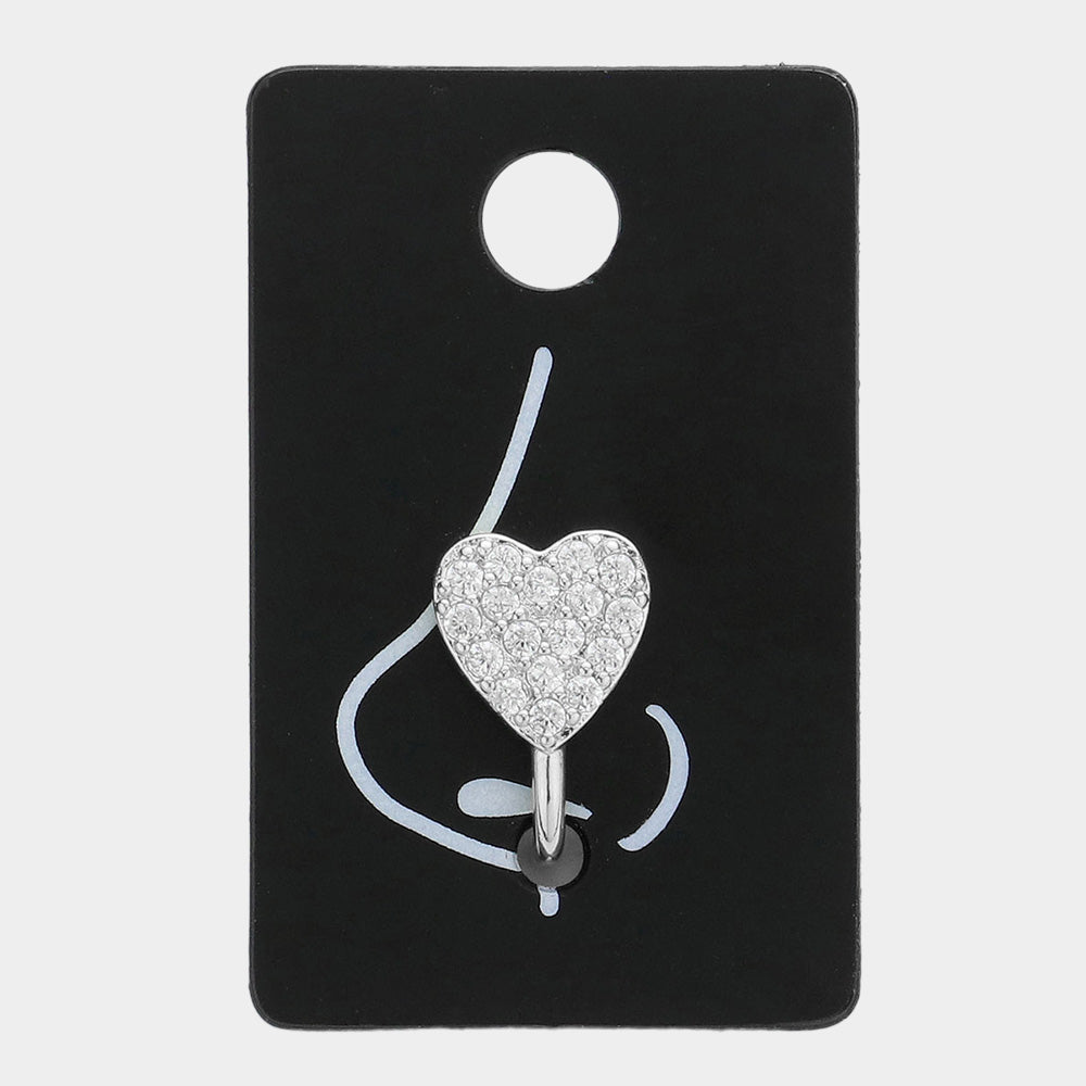 Rhinestone Heart Nose Cuff