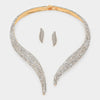 Rhinestone Paved Open Choker Necklace & Earring Set