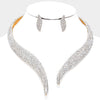 Rhinestone Paved Open Choker Necklace & Earring Set