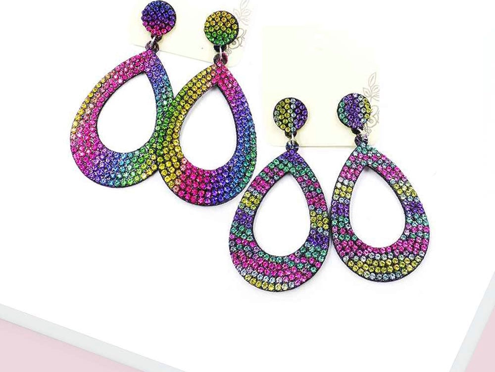 Rainbow Bling Teardrop Earrings (2Pair)