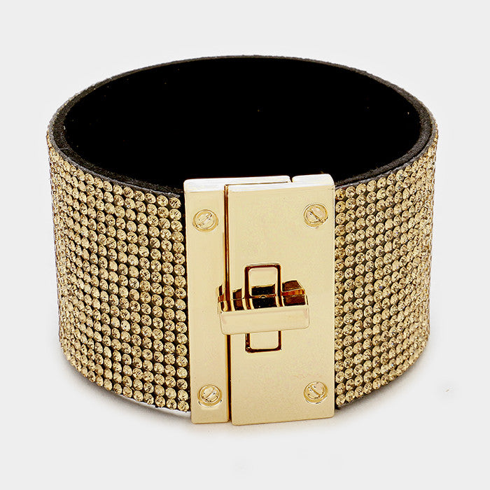 Rhinestone Lock Bracelet