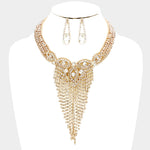 Rhinestone Pave Crystal Fringe Necklace