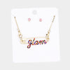Glam Rhinestone Safety Pin Necklace Set