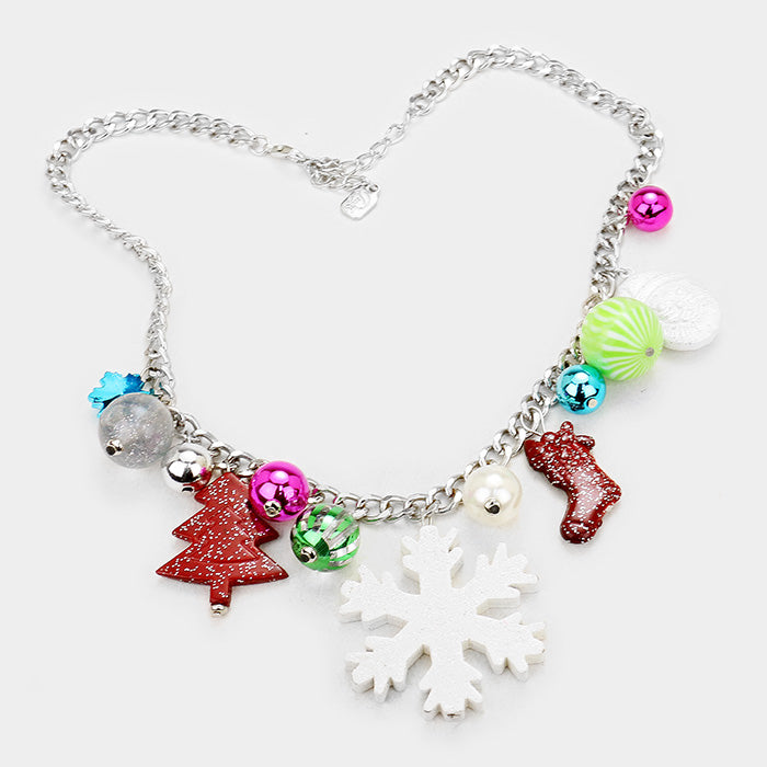 Snowflake Charm Necklace & Earring Set