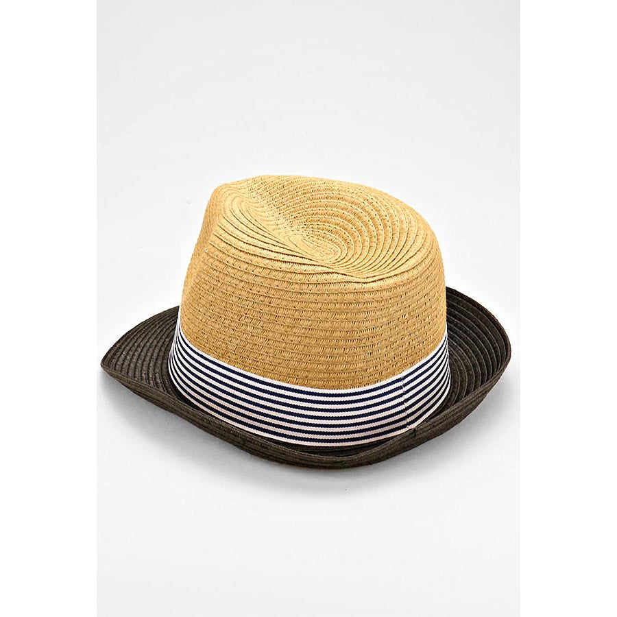 Two Tone Striped Fedora Hat
