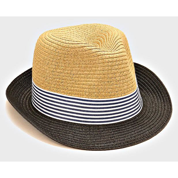 Two Tone Striped Fedora Hat