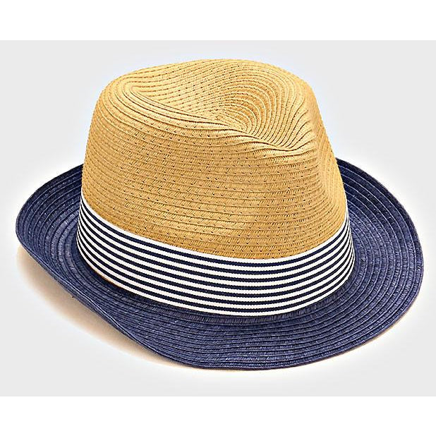 Two Tone Striped Fedora Hat