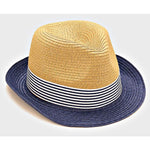 Two Tone Striped Fedora Hat