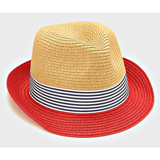 Two Tone Striped Fedora Hat