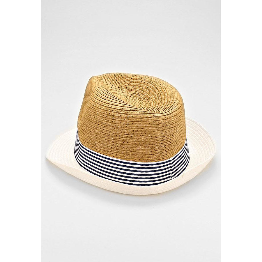 Two Tone Striped Fedora Hat