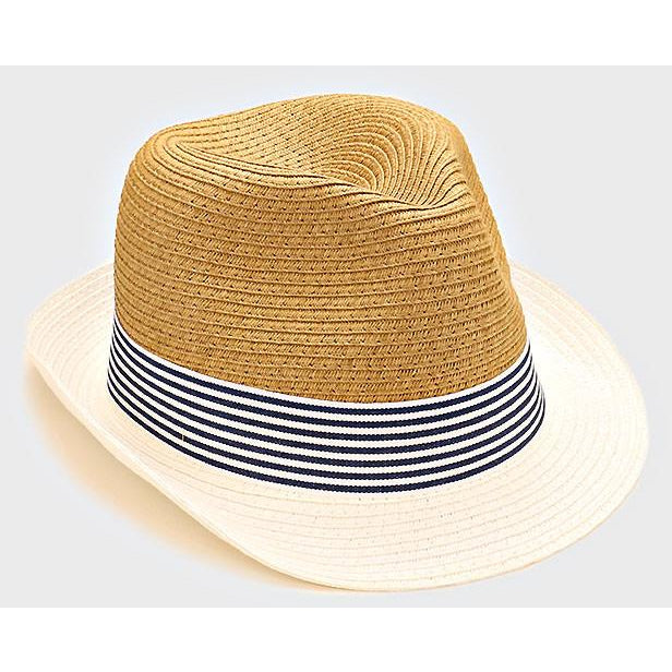 Two Tone Striped Fedora Hat